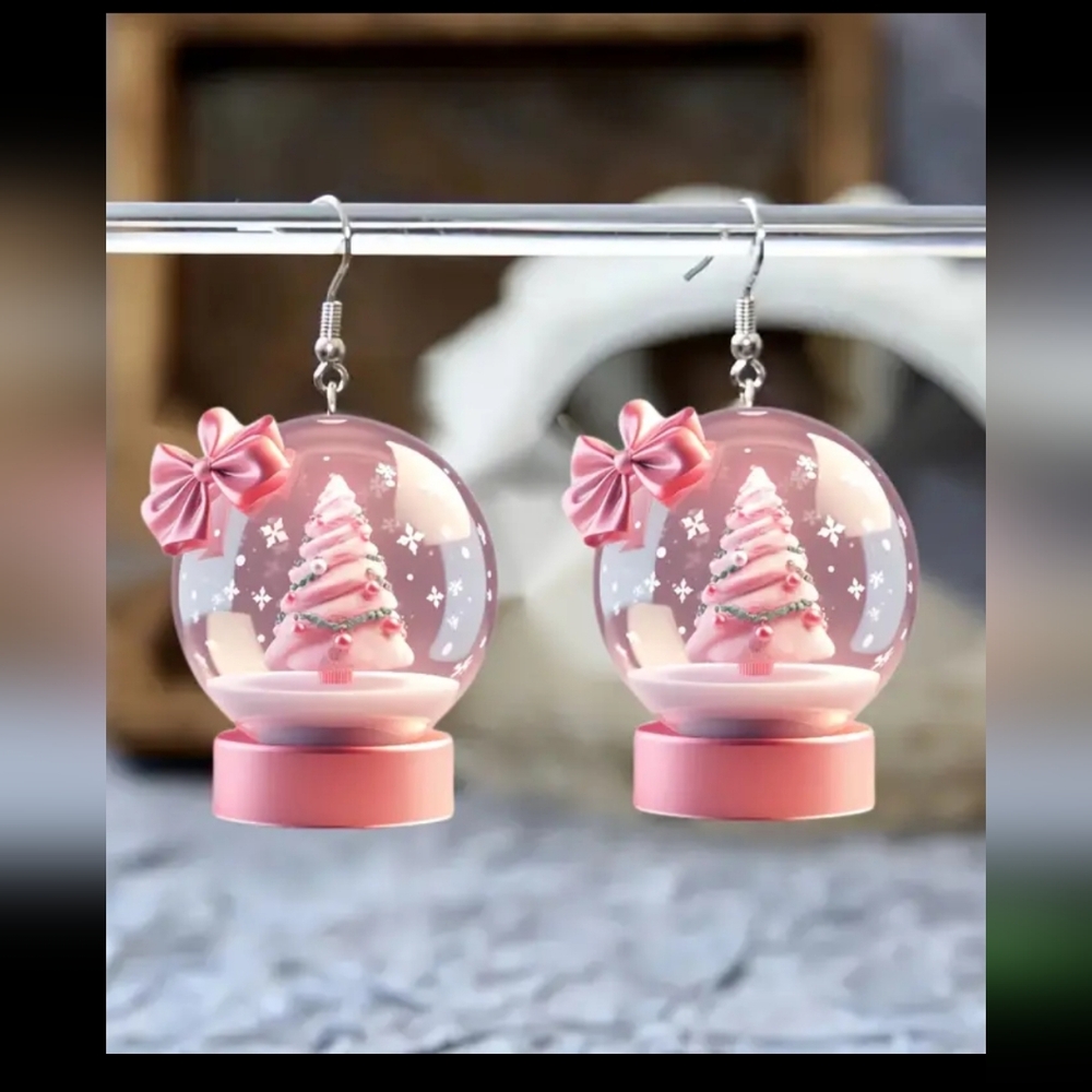 Acrylic snow globe earrings